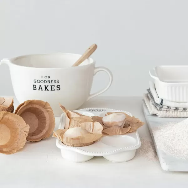 imageCreative CoOp Inspirational Brew Stoneware Coffee Mug Set White and Black Set of 6Muffin Pan