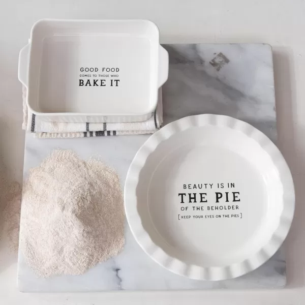 imageCreative CoOp Inspirational Brew Stoneware Coffee Mug Set White and Black Set of 6Pie Dish