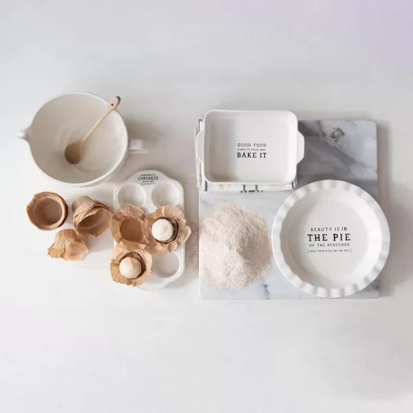 imageCreative CoOp Inspirational Brew Stoneware Coffee Mug Set White and Black Set of 6Pie Dish