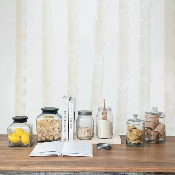 imageCreative CoOp Large Clear Square Glass Jar with Lid Black9 Cup