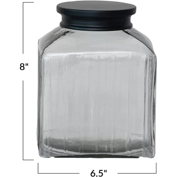 imageCreative CoOp Large Clear Square Glass Jar with Lid Black9 Cup