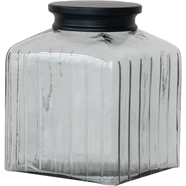imageCreative CoOp Large Clear Square Glass Jar with Lid Black9 Cup
