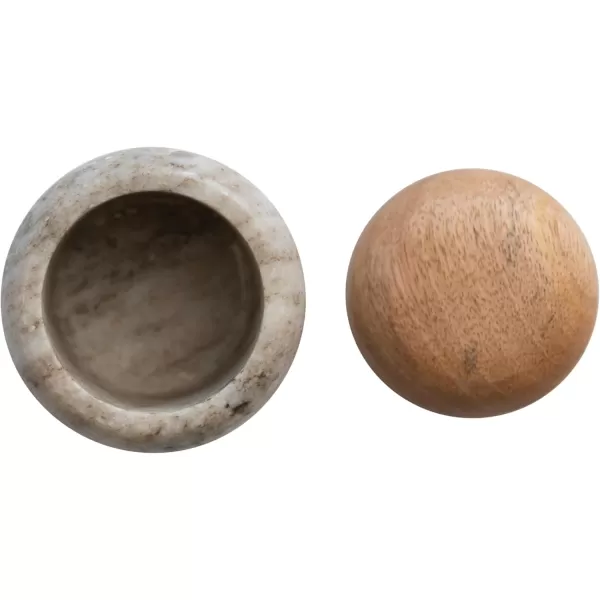 imageCreative CoOp Modern Marble Canister with Wood Lid NaturalBeige