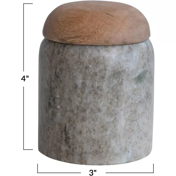 imageCreative CoOp Modern Marble Canister with Wood Lid NaturalBeige