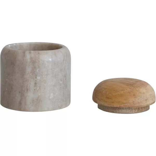 imageCreative CoOp Modern Marble Canister with Wood Lid NaturalBeige