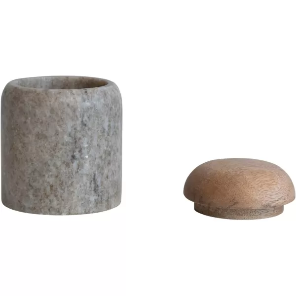 imageCreative CoOp Modern Marble Canister with Wood Lid NaturalBeige