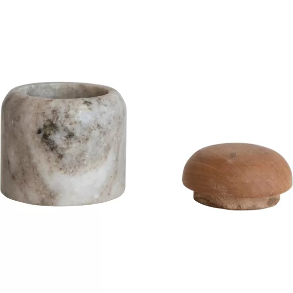 imageCreative CoOp Modern Marble Canister with Wood Lid NaturalBeige