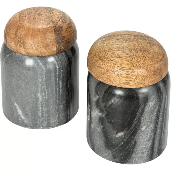 imageCreative CoOp Modern Marble Canister with Wood Lid NaturalGray