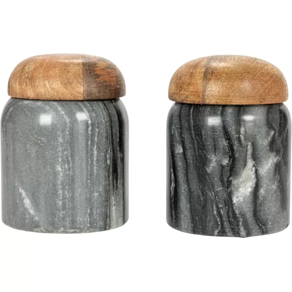 imageCreative CoOp Modern Marble Canister with Wood Lid NaturalGray