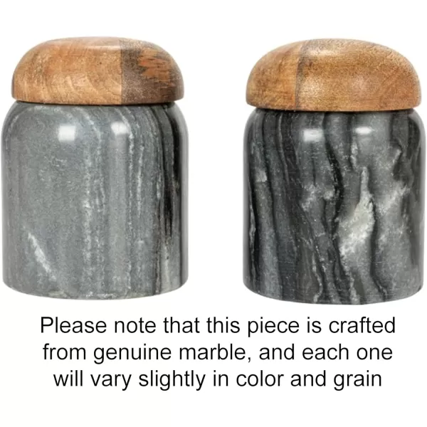 imageCreative CoOp Modern Marble Canister with Wood Lid NaturalGray