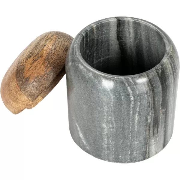 imageCreative CoOp Modern Marble Canister with Wood Lid NaturalGray