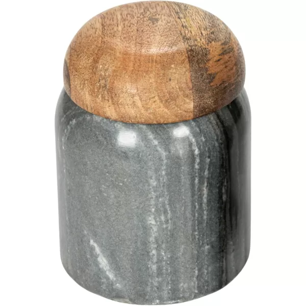 imageCreative CoOp Modern Marble Canister with Wood Lid NaturalGray