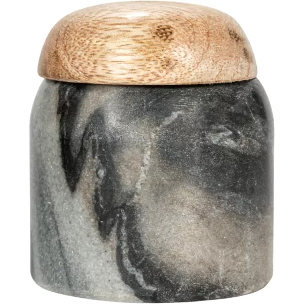 imageCreative CoOp Modern Marble Canister with Wood Lid NaturalGray