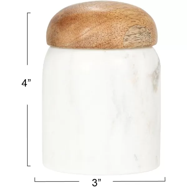 imageCreative CoOp Modern Marble Canister with Wood Lid NaturalWhite