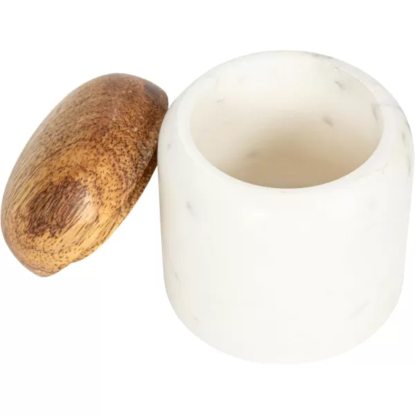imageCreative CoOp Modern Marble Canister with Wood Lid NaturalWhite