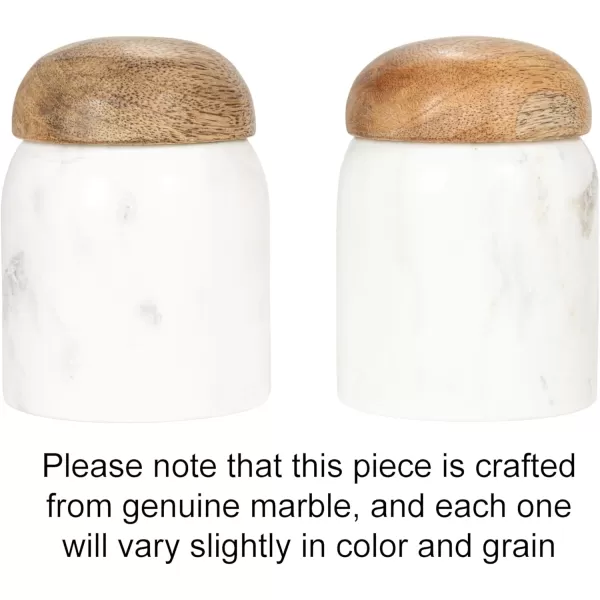 imageCreative CoOp Modern Marble Canister with Wood Lid NaturalWhite