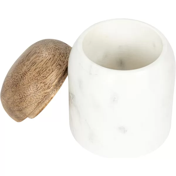 imageCreative CoOp Modern Marble Canister with Wood Lid NaturalWhite