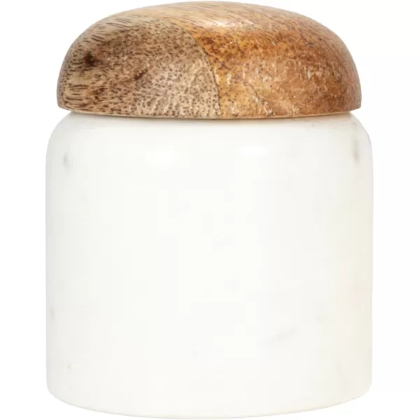 imageCreative CoOp Modern Marble Canister with Wood Lid NaturalWhite