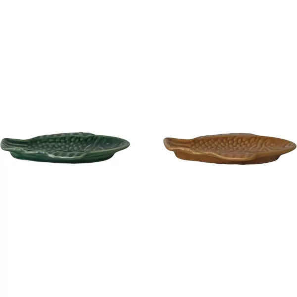 imageCreative CoOp Multicolor Maritime Fish Shape Stoneware Dishes Set of 2 Medium