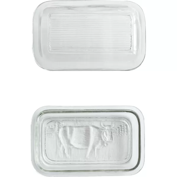 imageCreative CoOp Vintage Embossed Glass Butter Dish Clear
