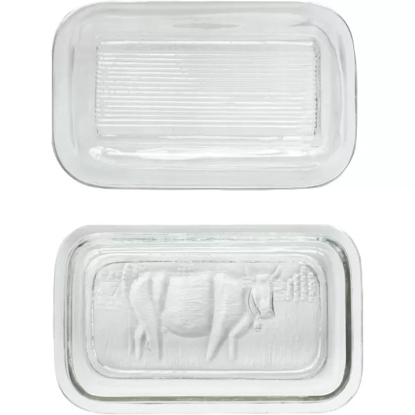 imageCreative CoOp Vintage Embossed Glass Butter Dish Clear