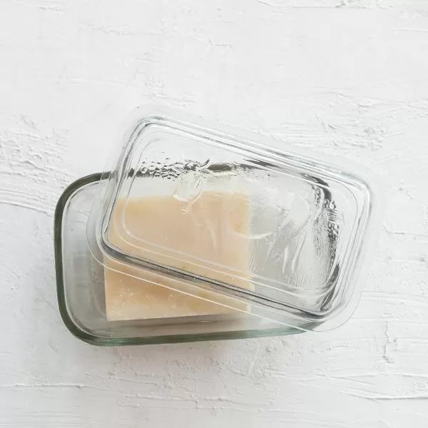 imageCreative CoOp Vintage Embossed Glass Butter Dish Clear