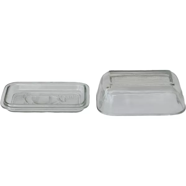 imageCreative CoOp Vintage Embossed Glass Butter Dish Clear