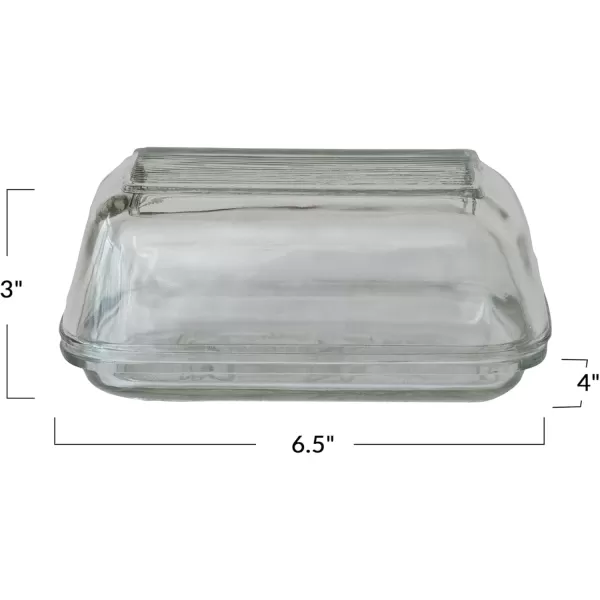 imageCreative CoOp Vintage Embossed Glass Butter Dish Clear
