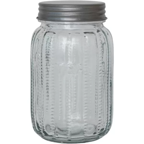 imageCreative CoOp Clear Tall Embossed Glass Jar with Metal Lid Coffee Small312 Cup