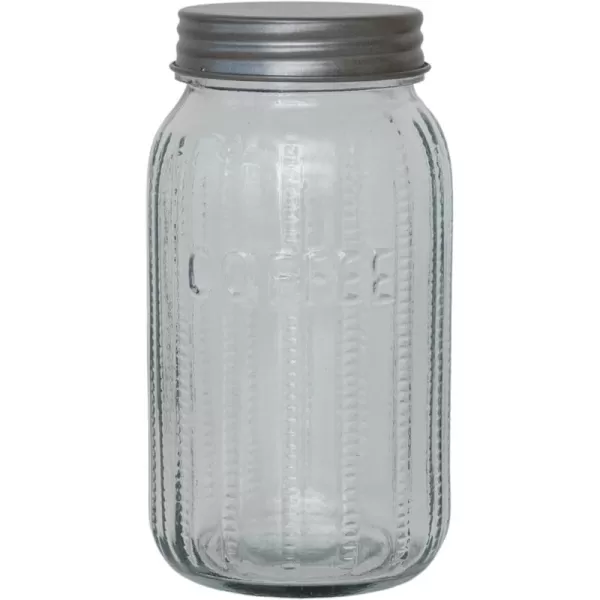 imageCreative CoOp Clear Tall Embossed Glass Jar with Metal Lid Coffee Small4 Cup