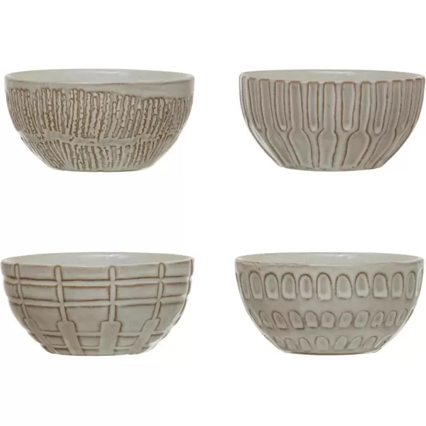imageCreative CoOp Debossed Stoneware Bowl White 4 Styles Dinnerware Cream