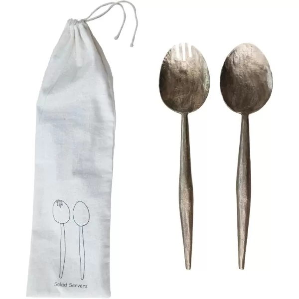 imageCreative CoOp Forged Salad Server Set Electroplated Finish Medium Antique Gold