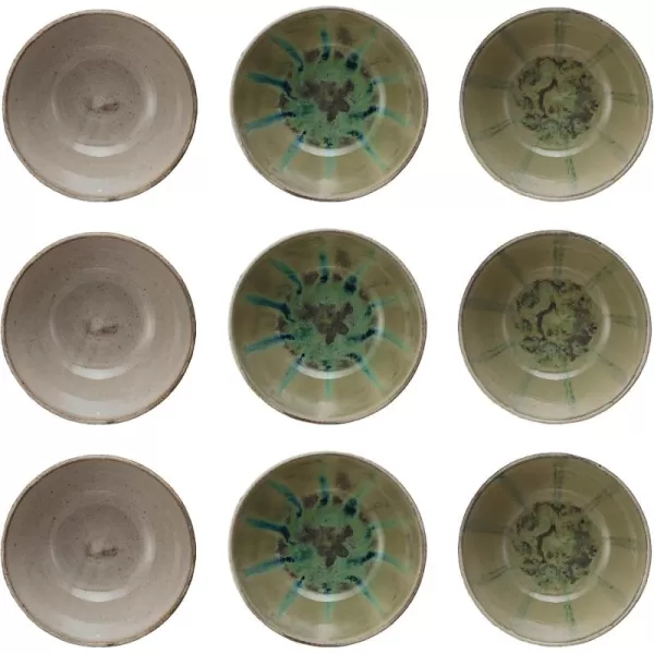 imageCreative CoOp Geometric Harmony Stoneware Bowls Green and Blue Set of 3Dinner Bowl