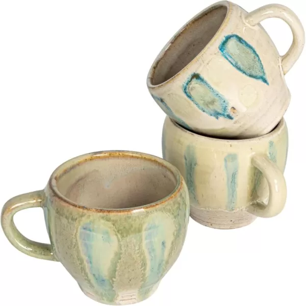 imageCreative CoOp Geometric Harmony Stoneware Bowls Green and Blue Set of 3Mugs