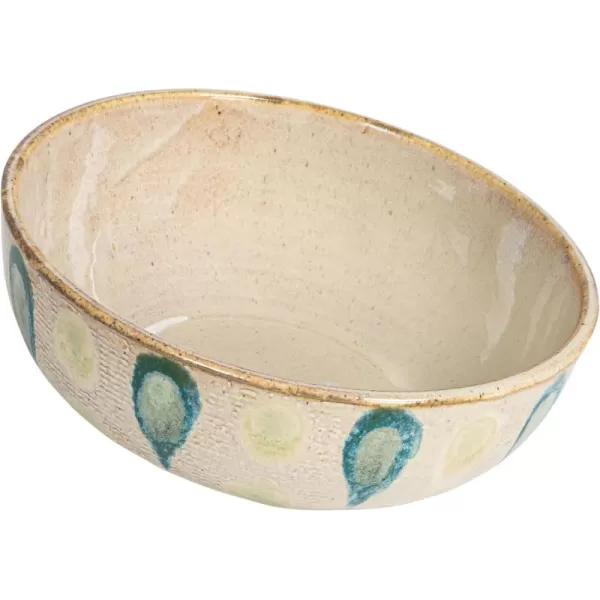imageCreative CoOp Geometric Harmony Stoneware Bowls Green and Blue Set of 3Serving Bowl
