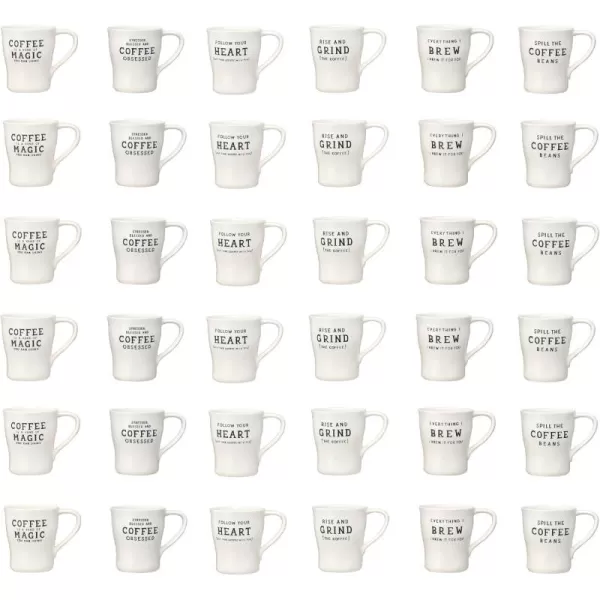imageCreative CoOp Inspirational Brew Stoneware Coffee Mug Set White and Black Set of 6Mug