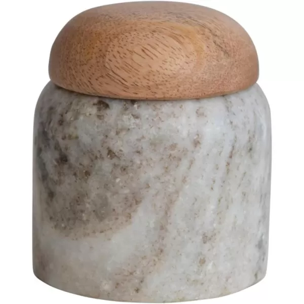 imageCreative CoOp Modern Marble Canister with Wood Lid NaturalBeige