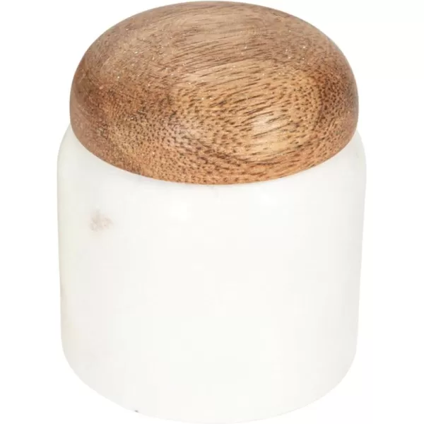 imageCreative CoOp Modern Marble Canister with Wood Lid NaturalWhite