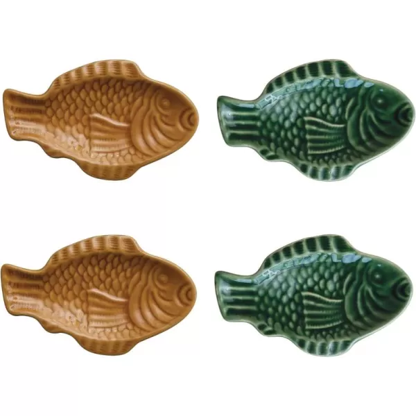 imageCreative CoOp Multicolor Maritime Fish Shape Stoneware Dishes Set of 2 Medium