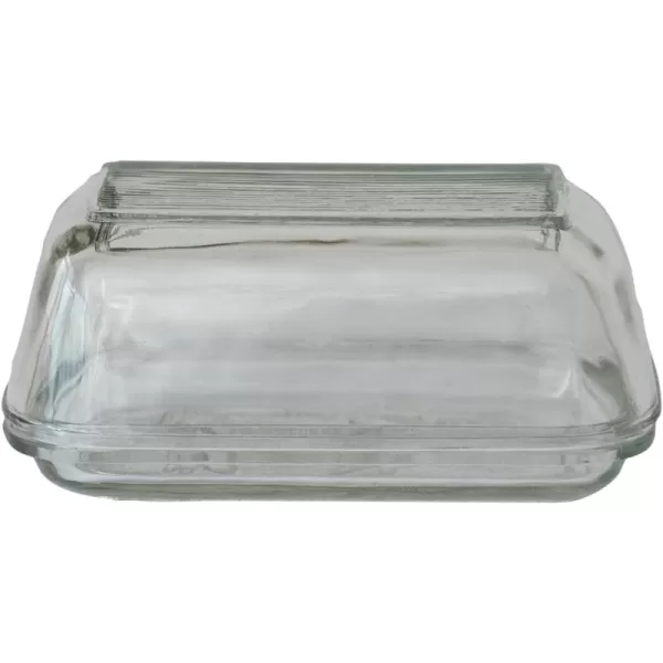 imageCreative CoOp Vintage Embossed Glass Butter Dish Clear