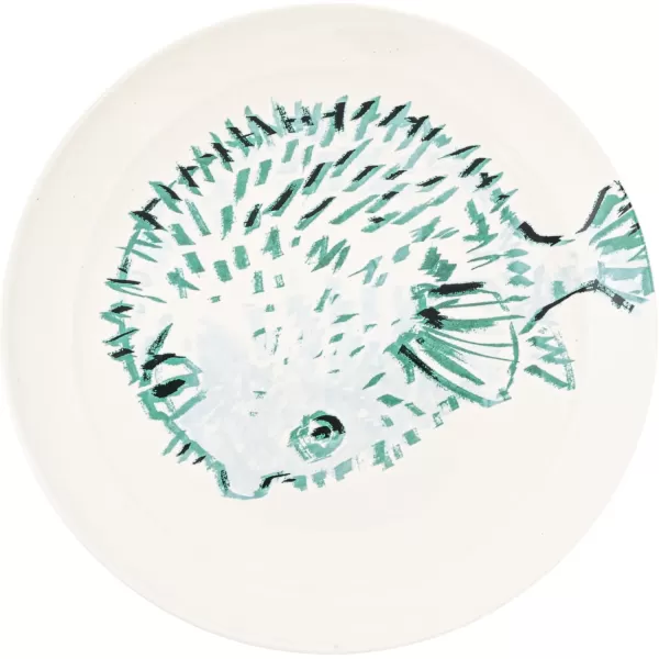 imageCreative CoOp 105 Inches Round Stoneware Dinnerware Set with Animal and Flower Designs Cream Set of 6 Plates