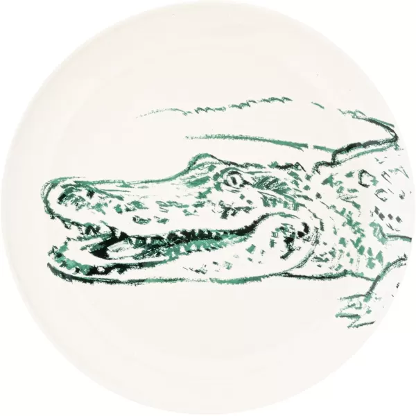 imageCreative CoOp 105 Inches Round Stoneware Dinnerware Set with Animal and Flower Designs Cream Set of 6 Plates