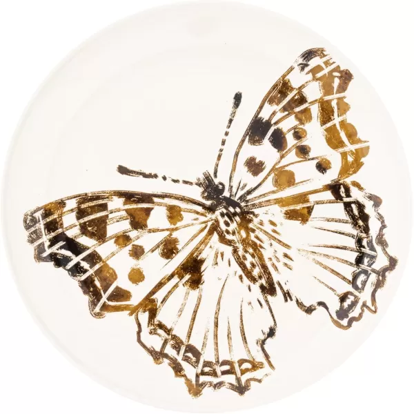 imageCreative CoOp 105 Inches Round Stoneware Dinnerware Set with Animal and Flower Designs Cream Set of 6 Plates