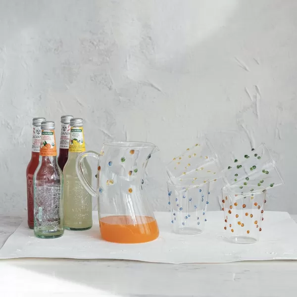 imageCreative CoOp 13 Oz Dotted Borosilicate Glassware Set Multicolor Set of 4Pitcher