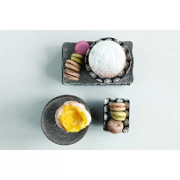 imageCreative CoOp 375quot Rectangle Stoneware Set of 2 Patterns Dish Midnight BlueBowl