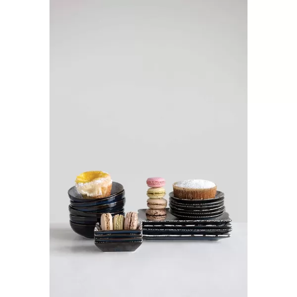 imageCreative CoOp 375quot Rectangle Stoneware Set of 2 Patterns Dish Midnight BlueDish