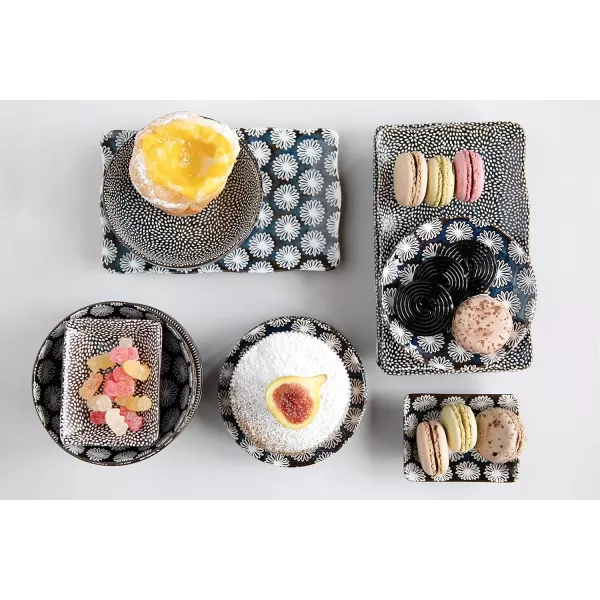 imageCreative CoOp 375quot Rectangle Stoneware Set of 2 Patterns Dish Midnight BluePlate