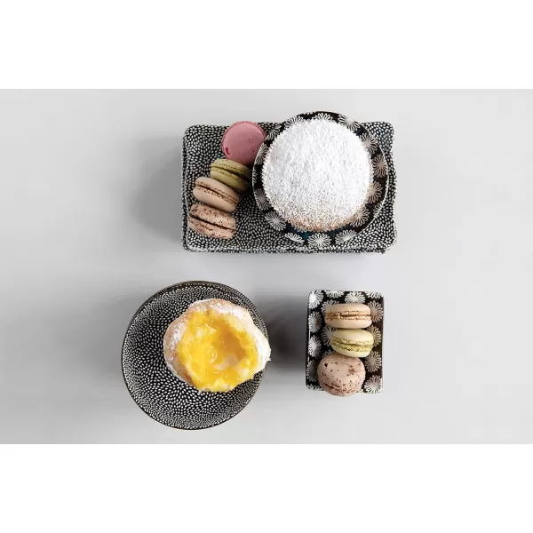 imageCreative CoOp 375quot Rectangle Stoneware Set of 2 Patterns Dish Midnight BluePlate