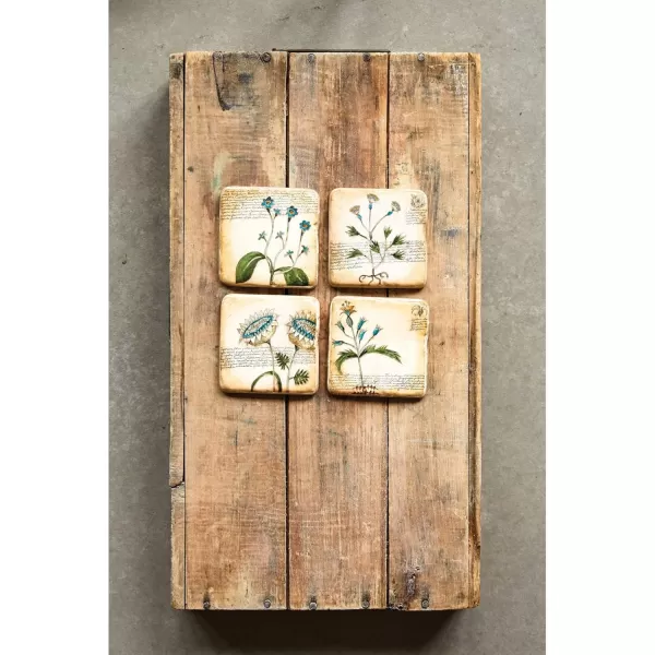 imageCreative CoOp 4 Floral Resin Coasters in Wood Box