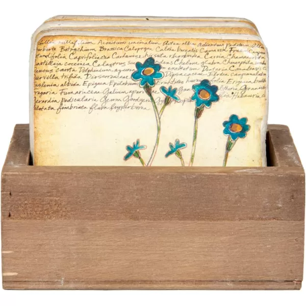 imageCreative CoOp 4 Floral Resin Coasters in Wood Box